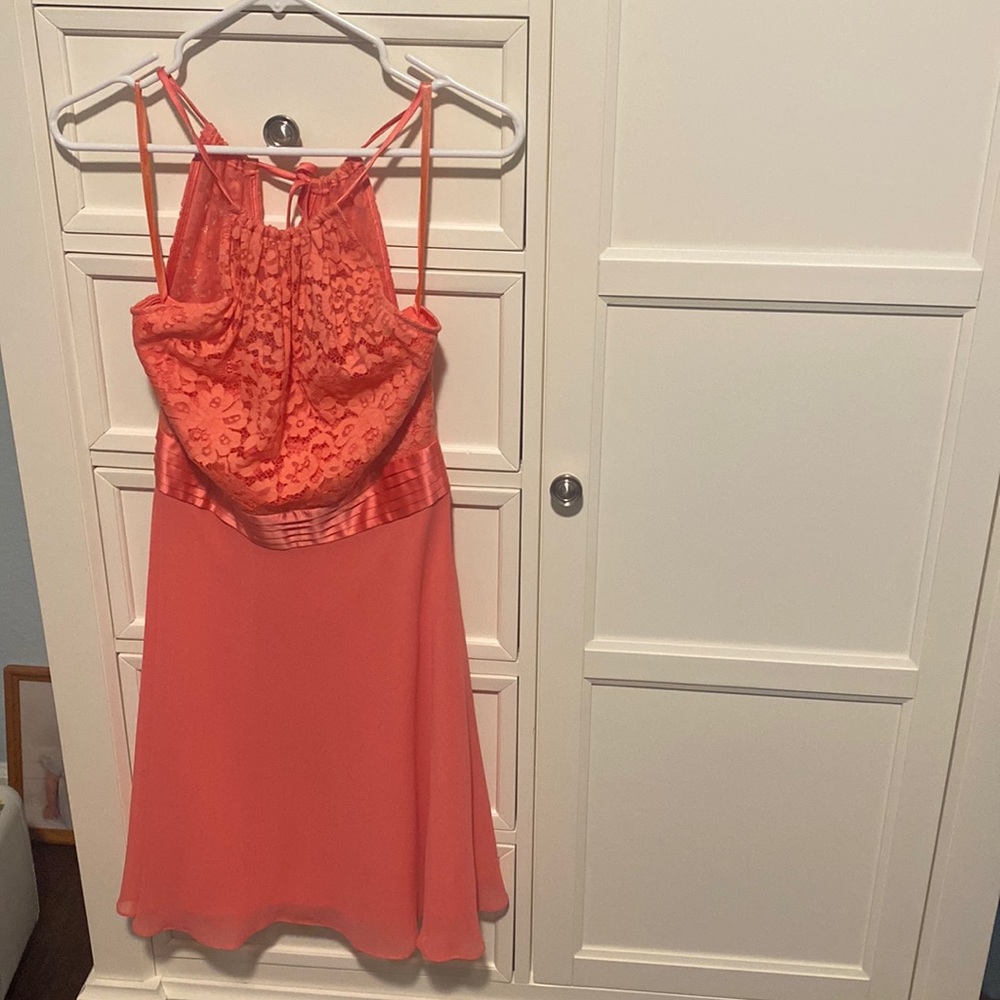 Tangerine Bcbgmaxaria  silk and lace dress